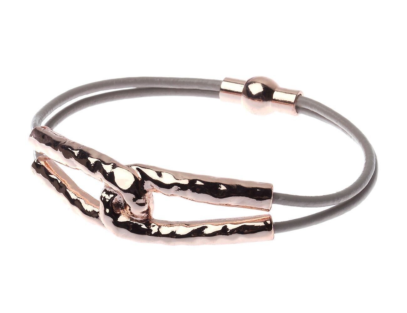 Bracciale in pelle martellata a doppio anello