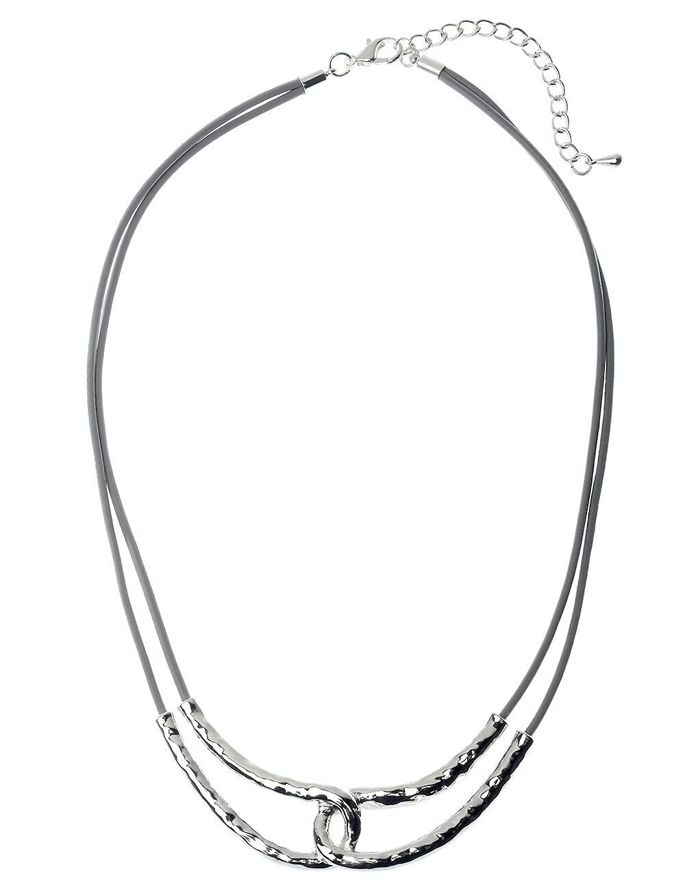 Collana in cordino di pelle chic con pendente a doppio anello