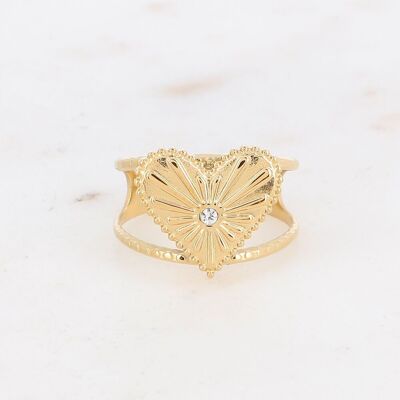 Ring - radiant heart motif and zirconium oxide