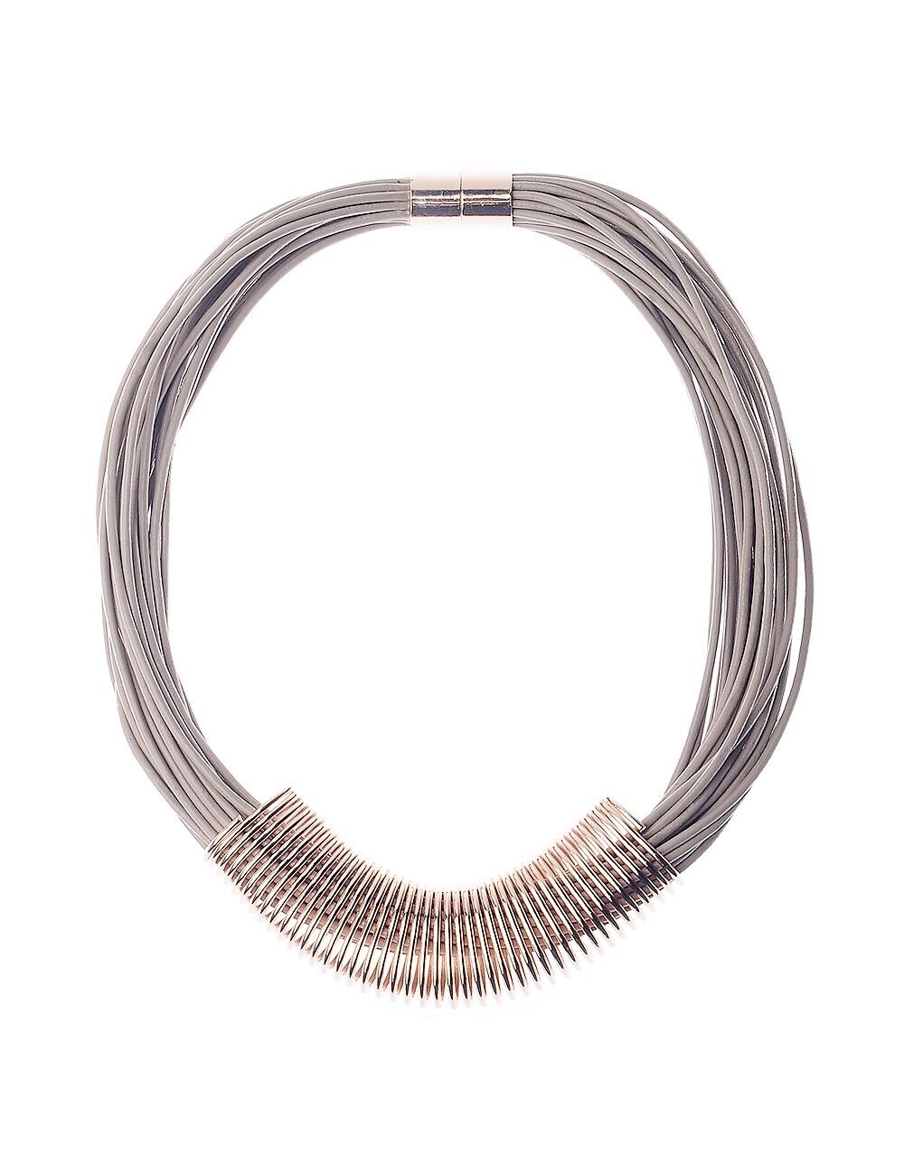 Collana multifilo in pelle Urban Chic con tubo di filo piegato oversize