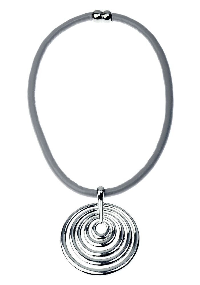 Urban Grey Circle Pendant Necklace With Magnetic Clasp