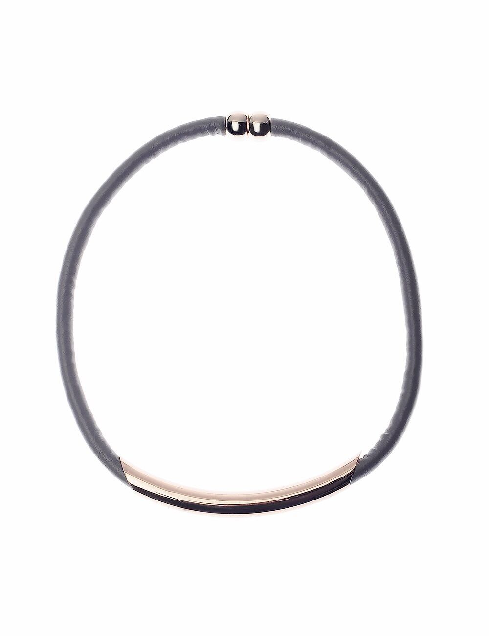 Urban Luxe Grey PU Leather Magnetic Necklace With Tube Accent