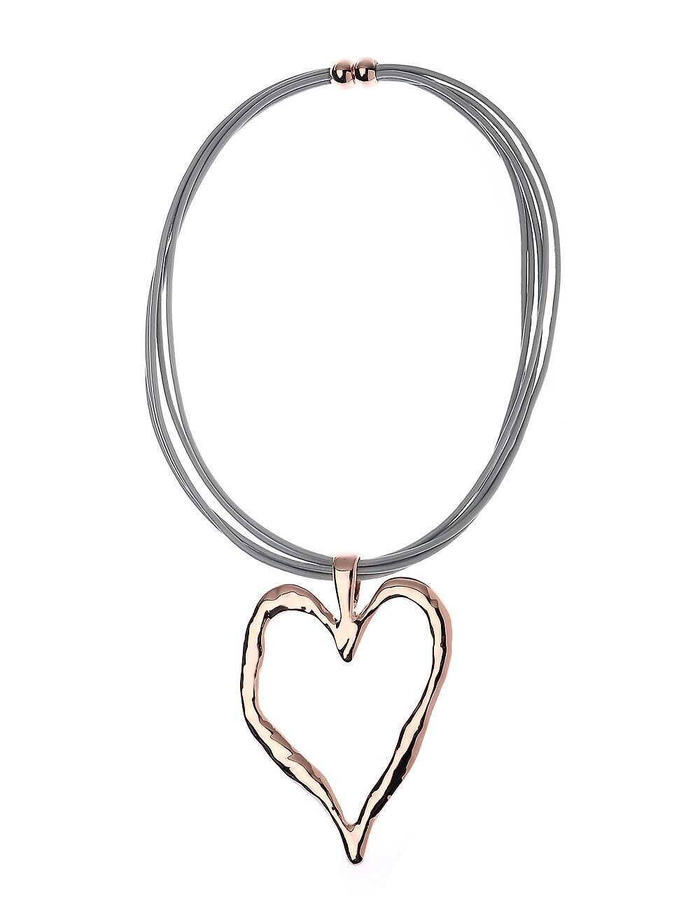Collana con ciondolo a forma di cuore in pelle di lusso grigia