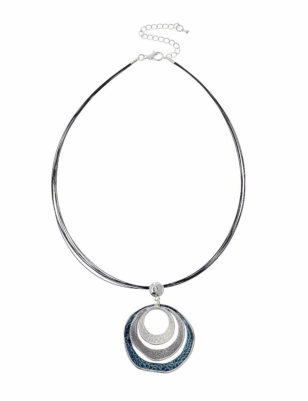 Collana con colletto in filo nero Urban Chic con pendente a cerchio asimmetrico