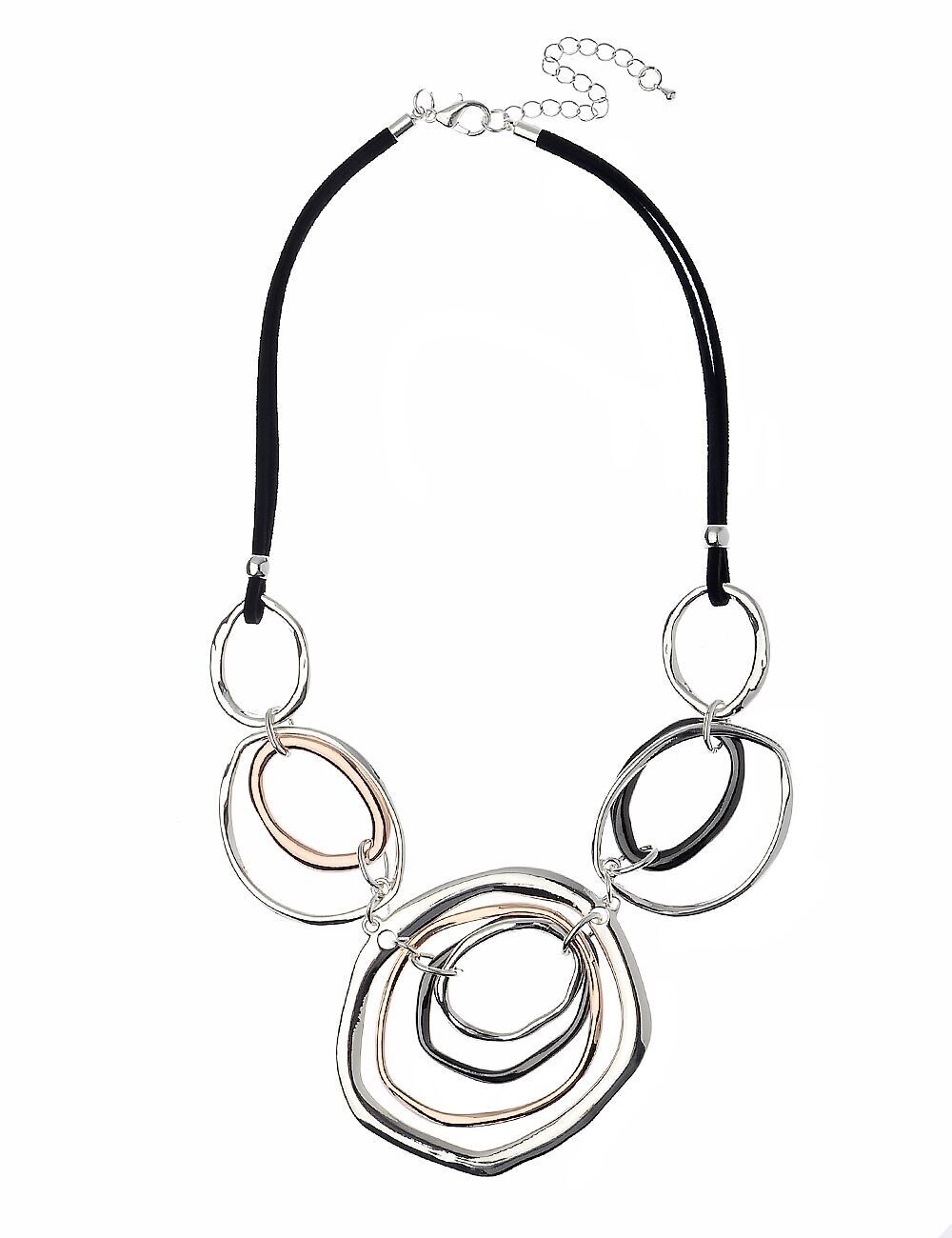 Collana in cordoncino scamosciato City Spectrum con cerchi in lega