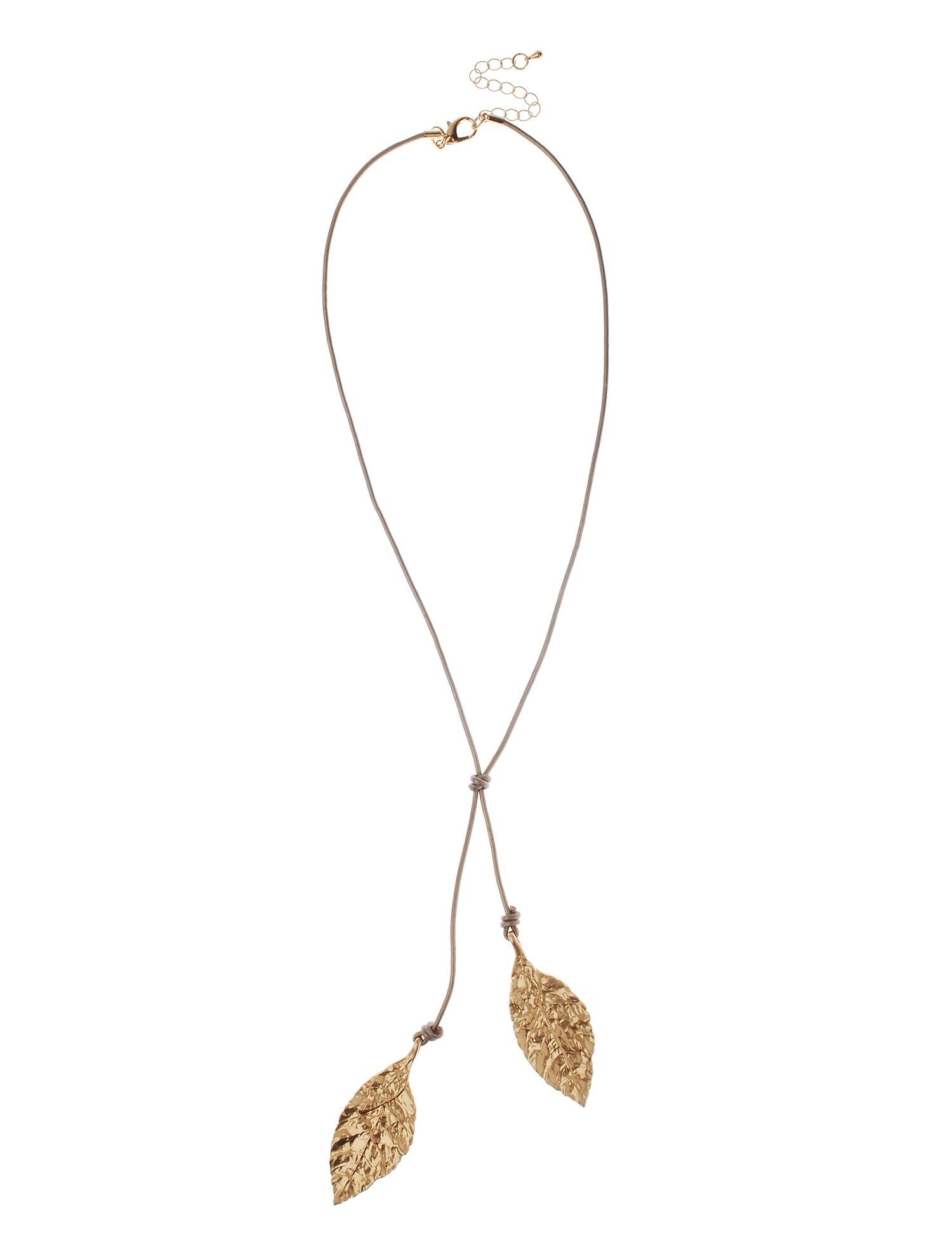 Collana in pelle chic Urban Luxe con pendente a goccia in foglia d'oro opaco in talpa