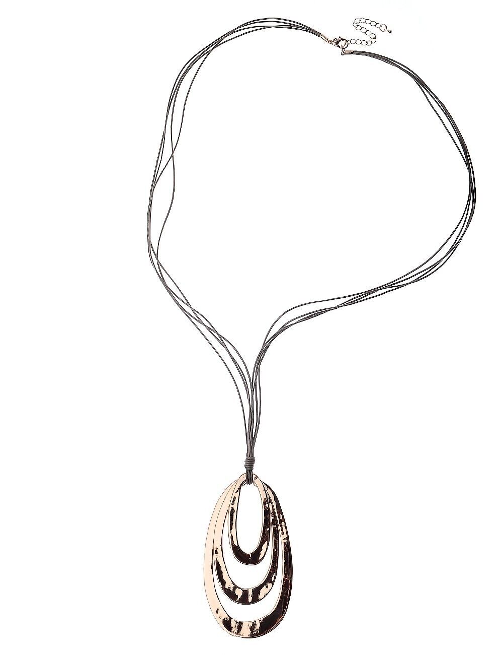 Textured Oval Leather Necklace