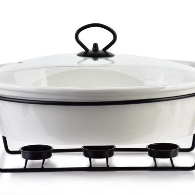 CUISINE MODERNE Batterie de cuisine avec réchaud 2.6l 38x26xH7.9 Cm