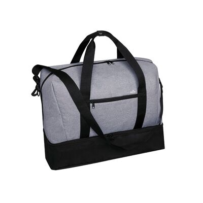 Bolso viaje poliester 6000D acabado denim con protector RFID. Compartimento Portazapatos