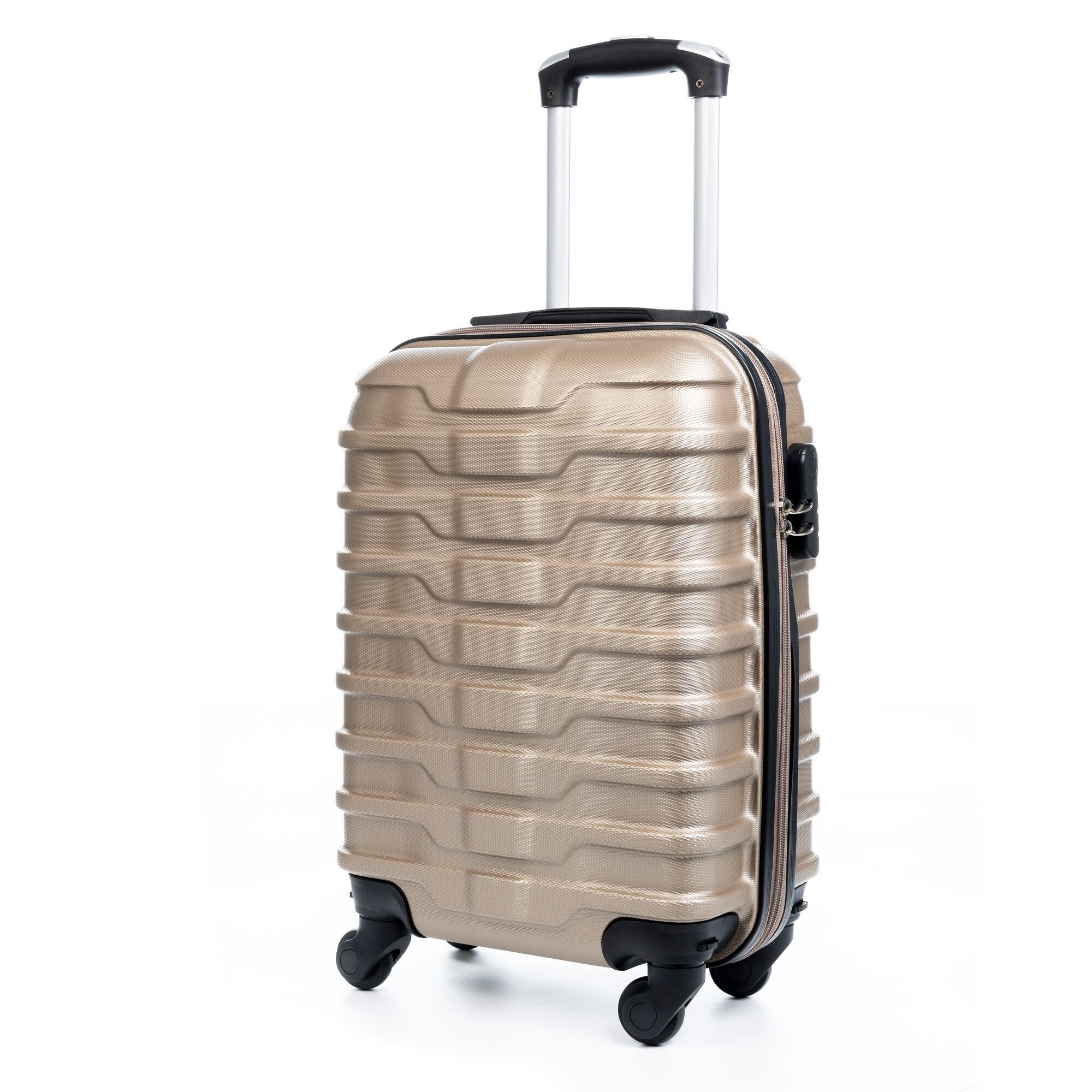 Valise Cabin Trolley, en matériau ABS léger et haute résistance. Verrouillage numérique, 4 roues rotatives à 360°.