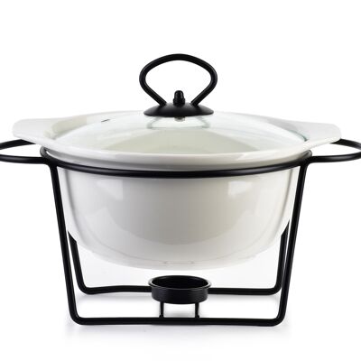 CUISINE MODERNE Batterie de cuisine avec réchaud 1.2l 22.9x19.3xH8.7Cm