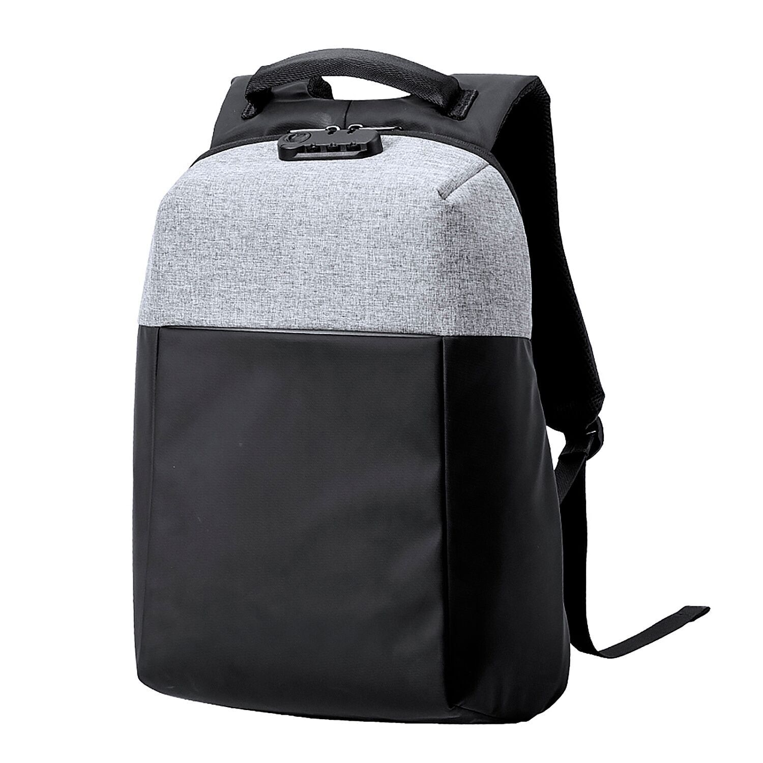 Connexion USB du sac à dos antivol. Poche rembourrée pour ordinateur portable et tablette. Dos et bretelles rembourrés. Fermeture de sécurité