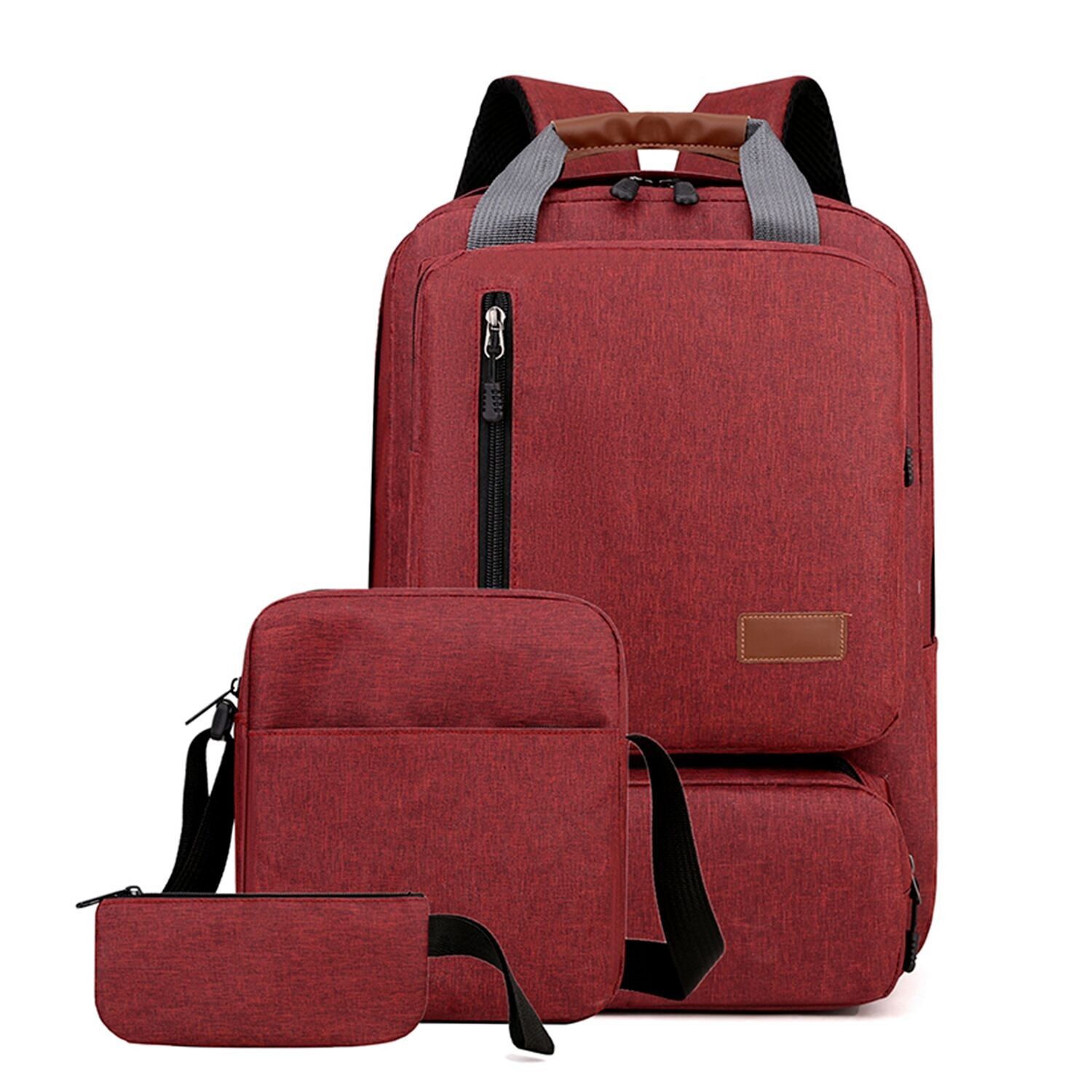 Ensemble sac à dos multi-compartiments, support ordinateur 15,6" + sac bandoulière + trousse de toilette.