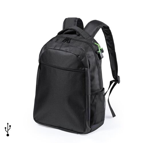 Mochila impermeable con salida de USB y orifício para auriculares.