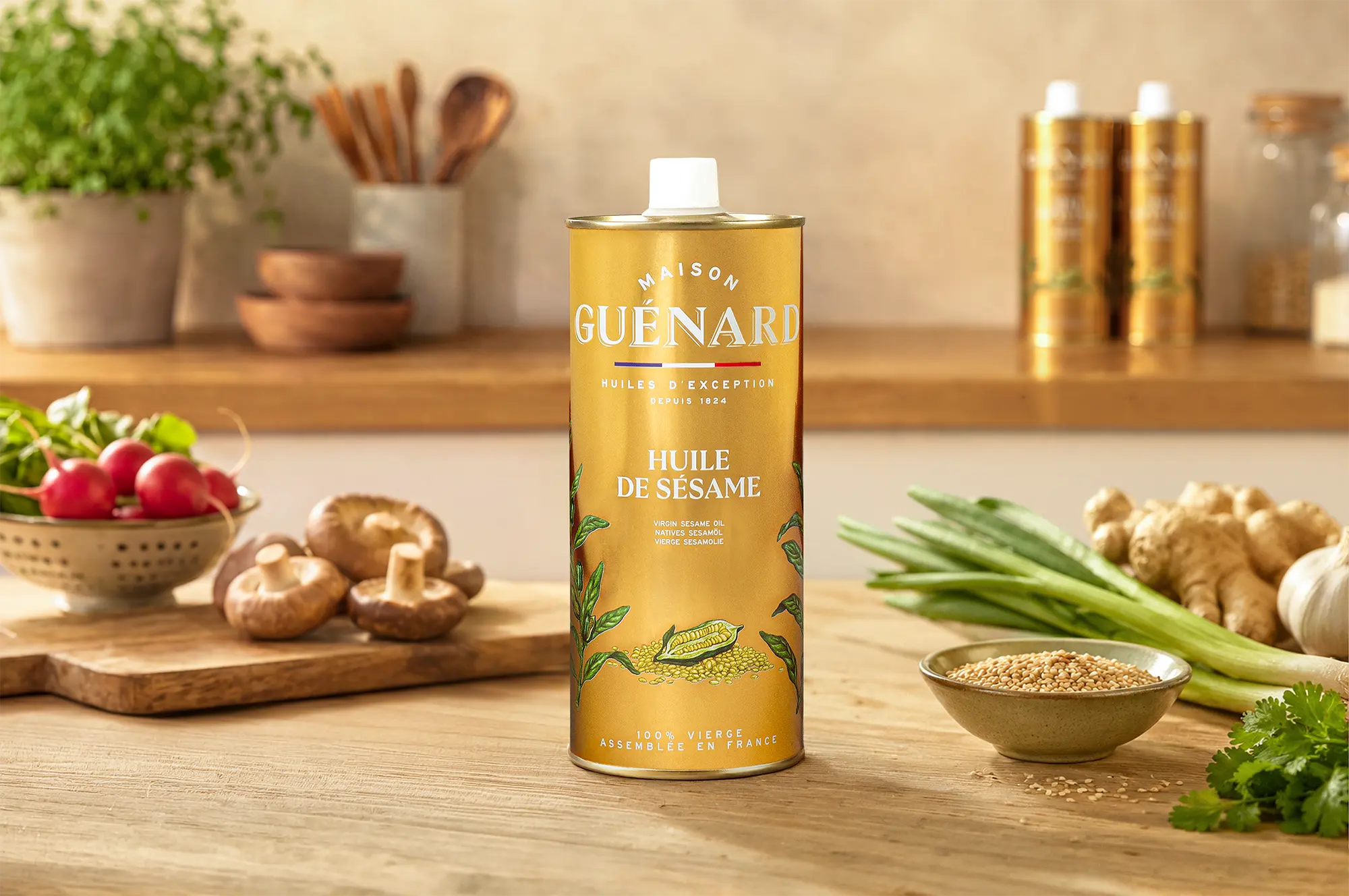 Aceite de sésamo ligeramente tostado - 100% virgen - Botella de 1 litro