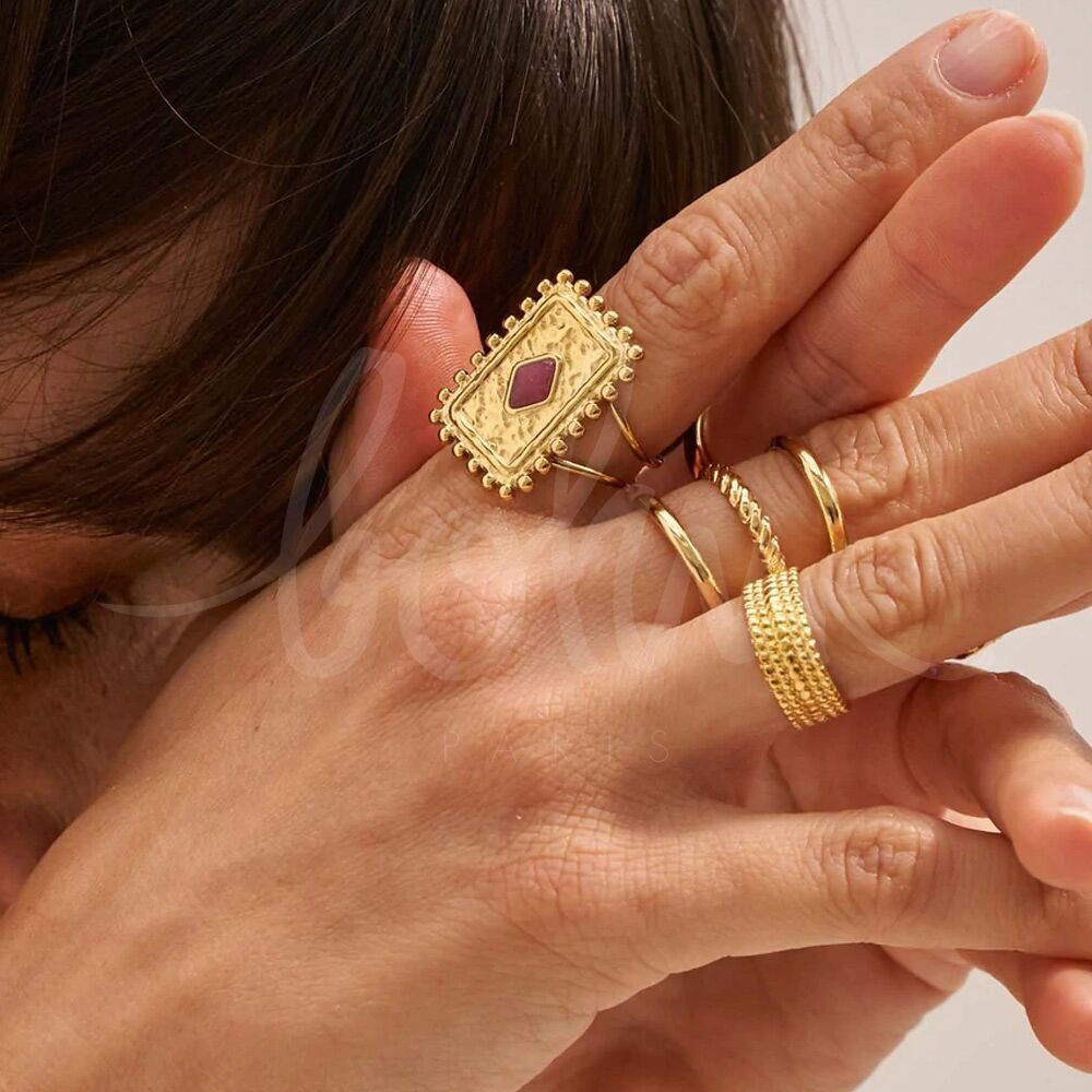 Bague large Mylee - anneau large avec 3 rangs