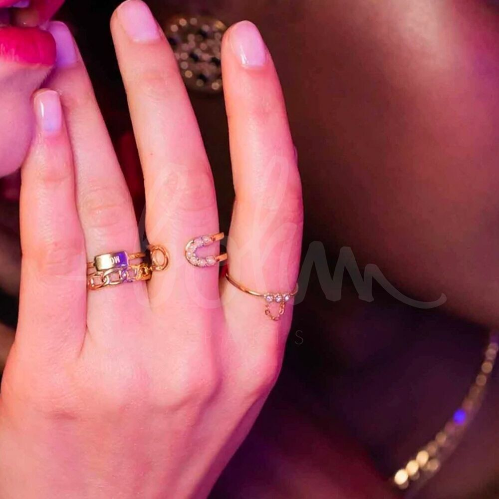 Goldener Myla-Ring – 3 Kristalle und Kette