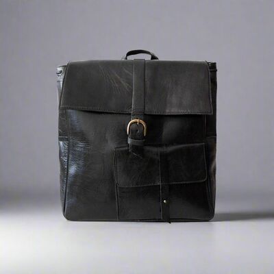 Mochila de piel cuadrada - color negro