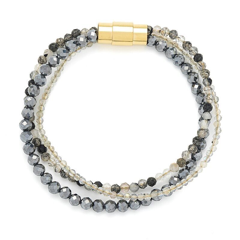 FILOMENA 3-reihiges Perlen- und Strassarmband