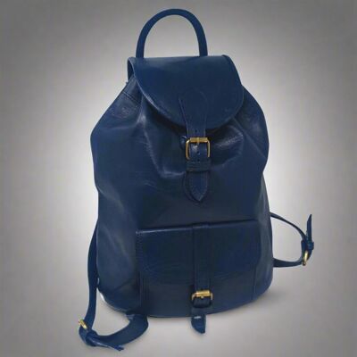 Mochila de piel azul Sac a Dos