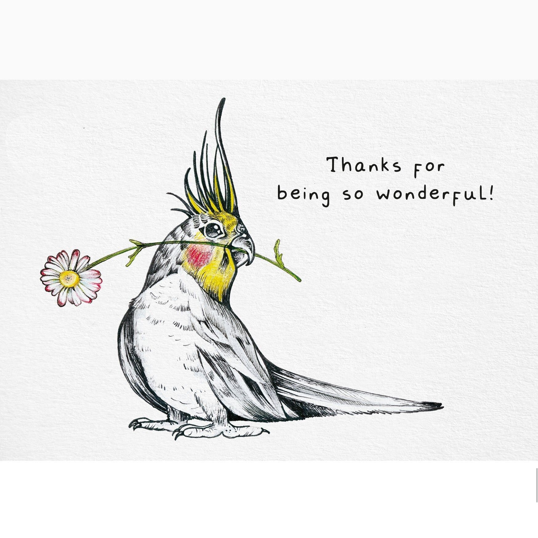 Cartolina – Parrocchetto in fiore