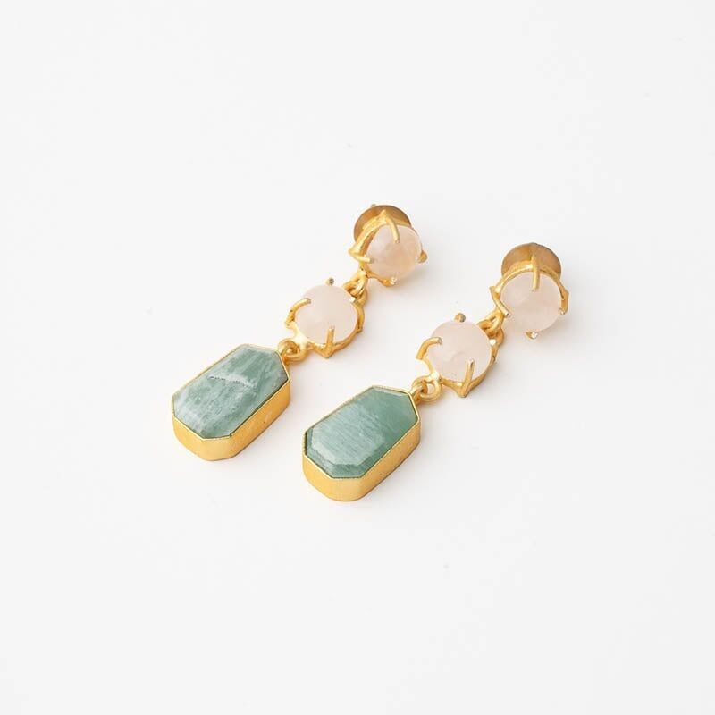 Orecchini Clue Ed. Amazzonite e quarzo rosa limitati