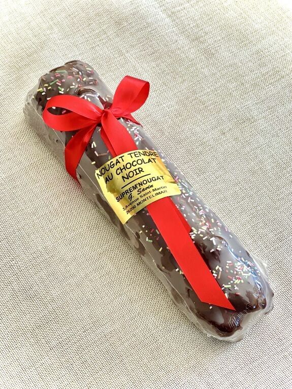 Tronchetto natalizio di torrone morbido ricoperto di cioccolato - 500g