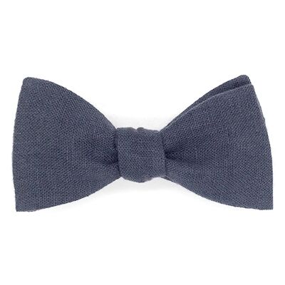 Plain carbon black linen bow tie