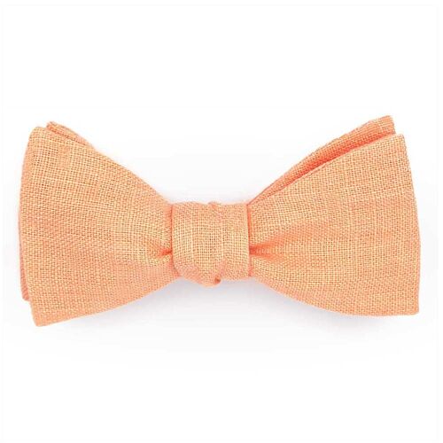 Noeud papillon orange mandarine uni en lin