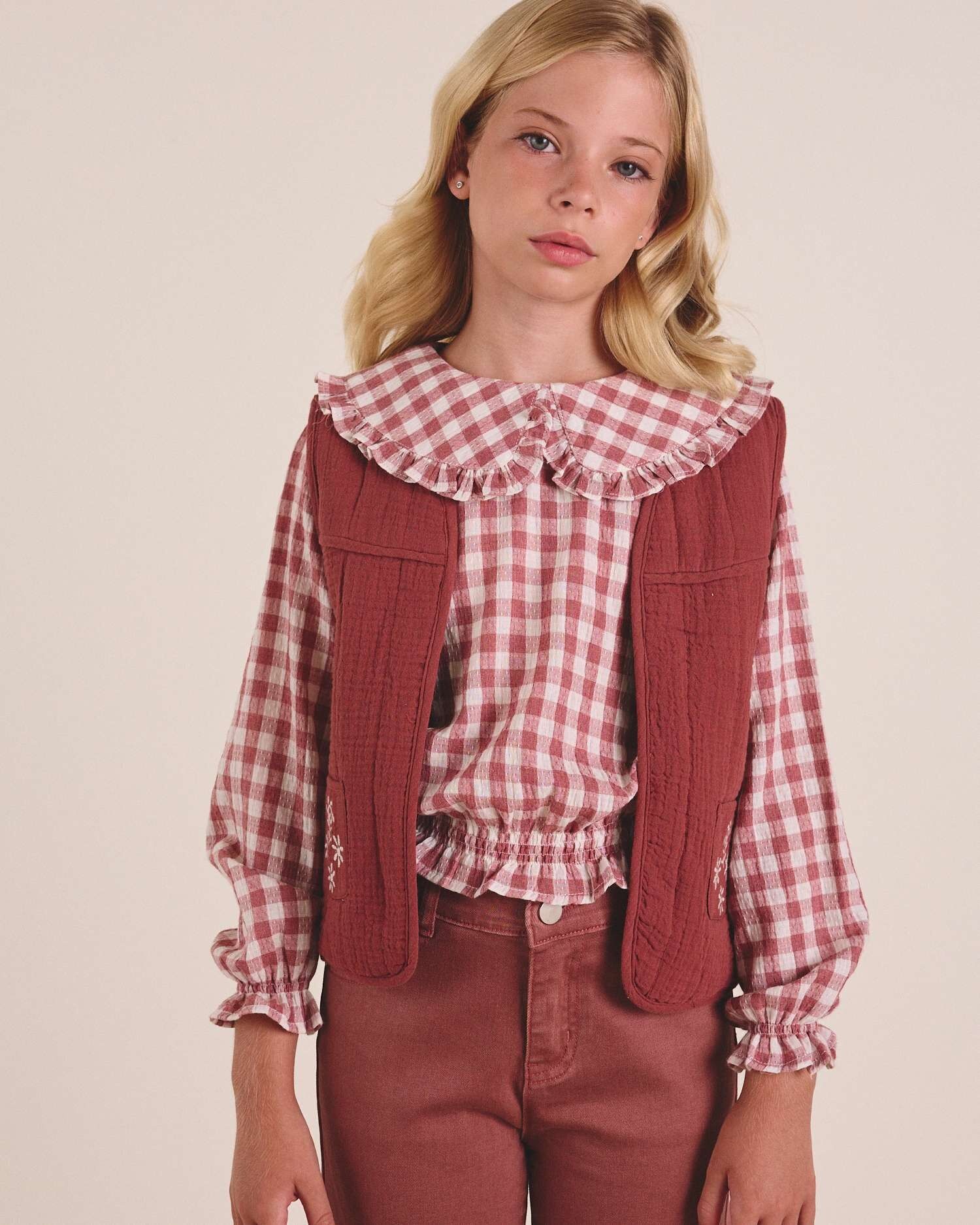 Gilet imbottito da bambina rosa makeup L61-11401425