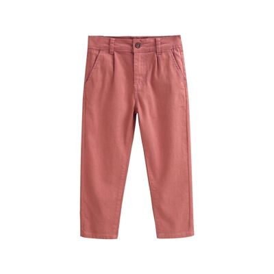 Pantaloni chino da ragazzo di colore bordeaux lavato L104-15401123