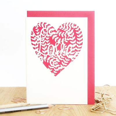 Tarjeta de amor en el corazón, tarjeta de amor de aniversario