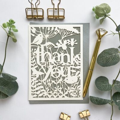 Carte de remerciement, carte de remerciement amoureux de la nature, carte de gratitude