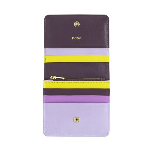 DUDU Women's small leather wallet with snap deep purple