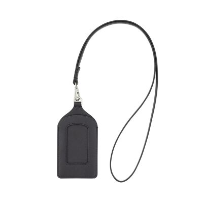 DUDU Porta credencial de cuero para el cuello con correa negra