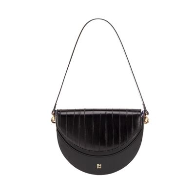Bolso bandolera de piel para mujer DUDU fabricado en Italia anguila negra