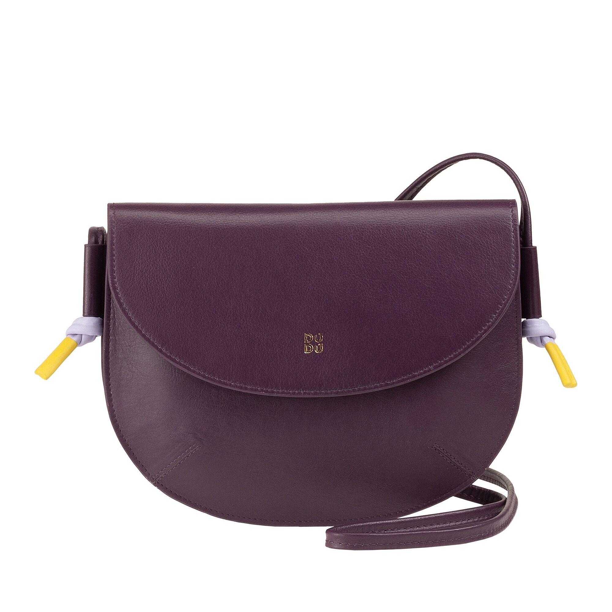 Borsa a tracolla media in pelle da donna DUDU viola scuro