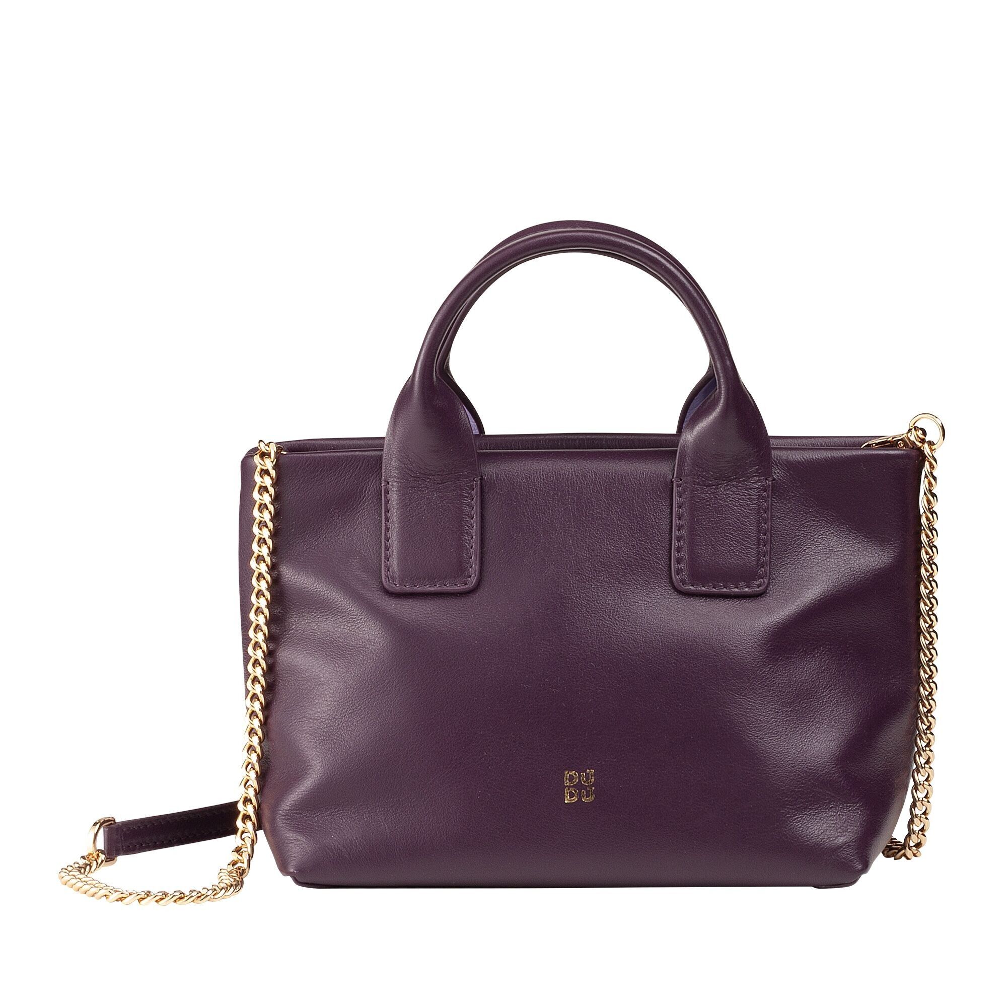 DUDU Borsa da sera a tracolla in pelle da donna viola scuro