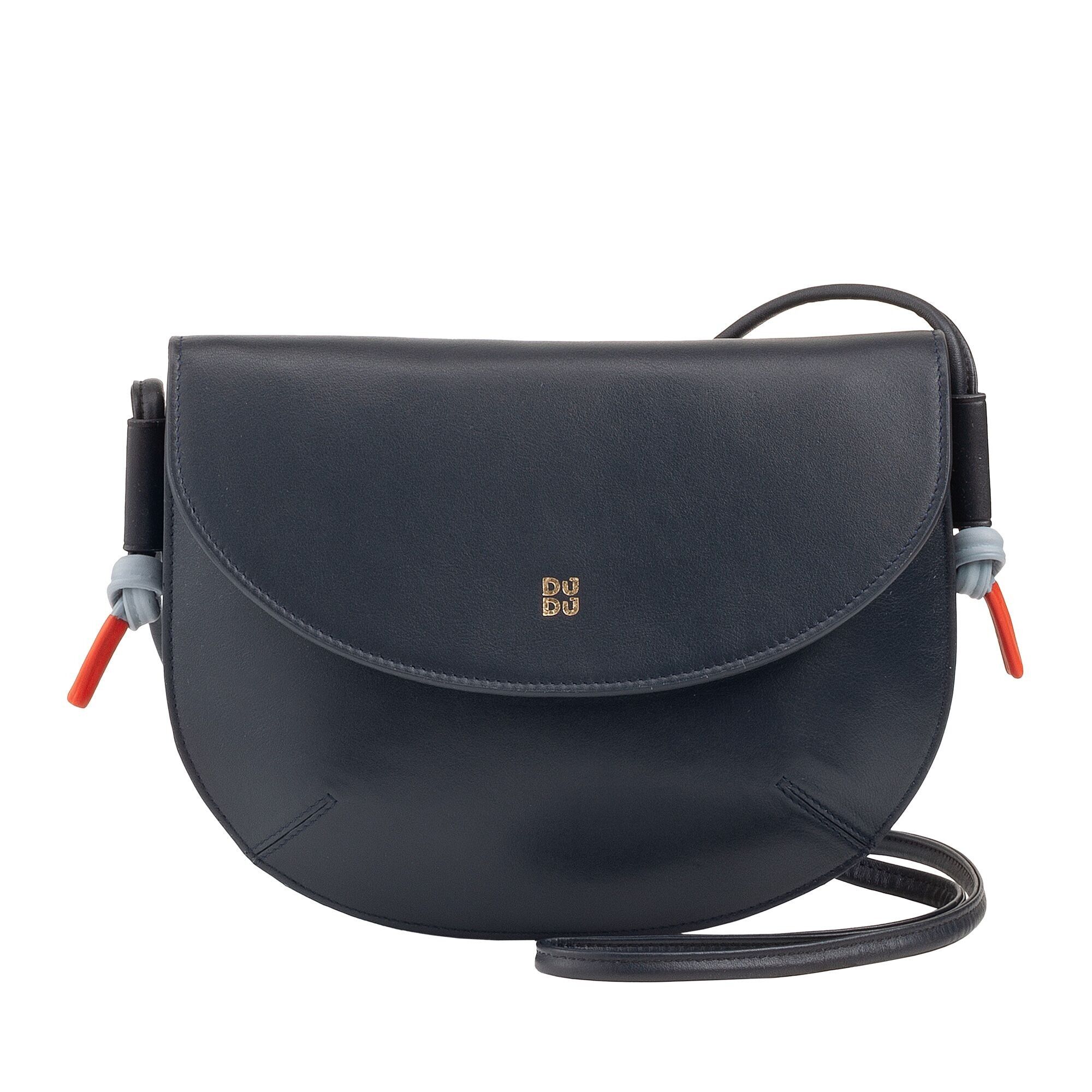 DUDU Medium women's leather crossbody bag navy