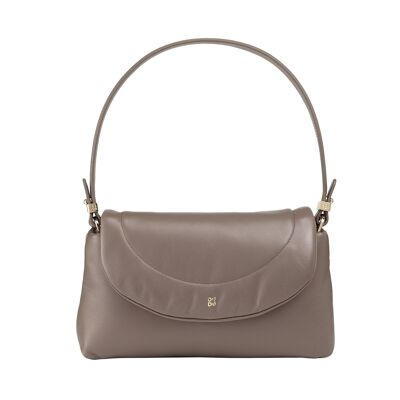 DUDU Borsa a tracolla piccola da donna in pelle imbottita color talpa