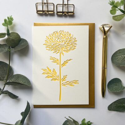 Chrysanthemum birthday card, Floral birthday card