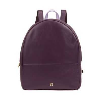 Sac à dos en cuir pour femme DUDU à double fermeture éclair violet foncé