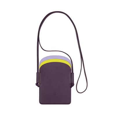 DUDU Estuche para teléfono móvil de cuero con forma de collar en color morado oscuro