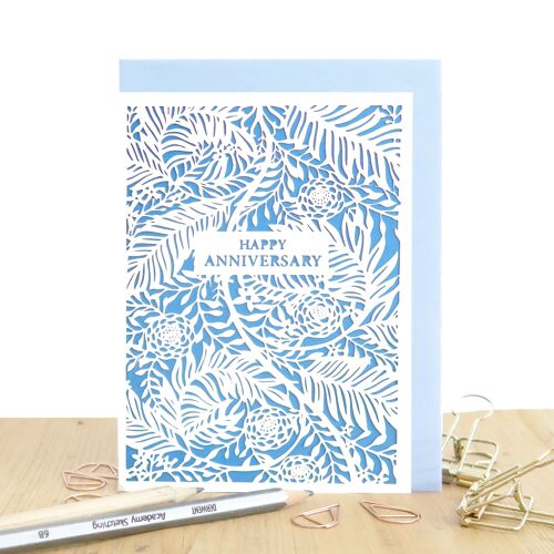 Happy Anniversary card, `William Morris anniversary card, Rose anniversary card