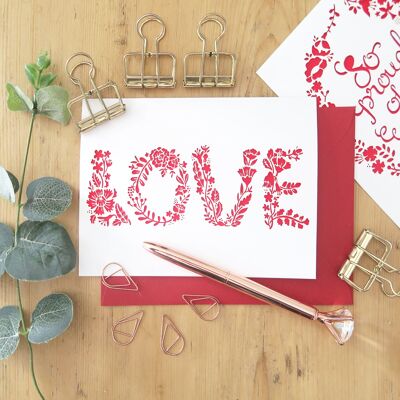 Tarjeta de amor, tarjeta de amor floral, eres amado tarjeta de felicitación