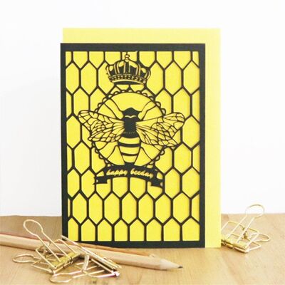 Happy beeday card, Funny bee birthday card