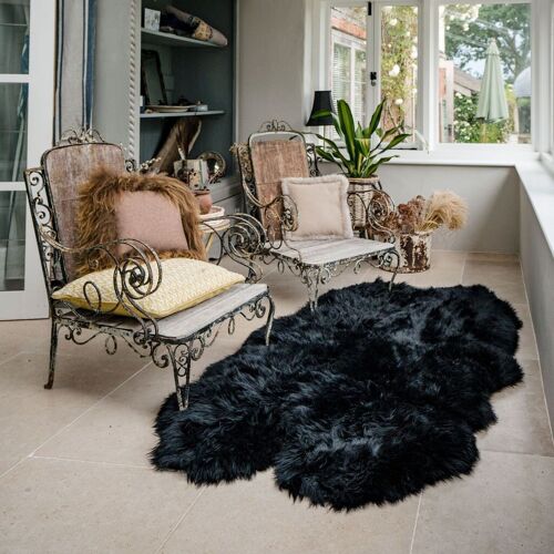 Icelandic Natural Black Quad Sheepskin Rug 205x135cm