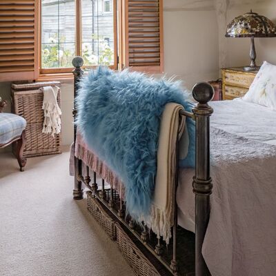 Tapis en peau de mouton bleu islandais (simple)