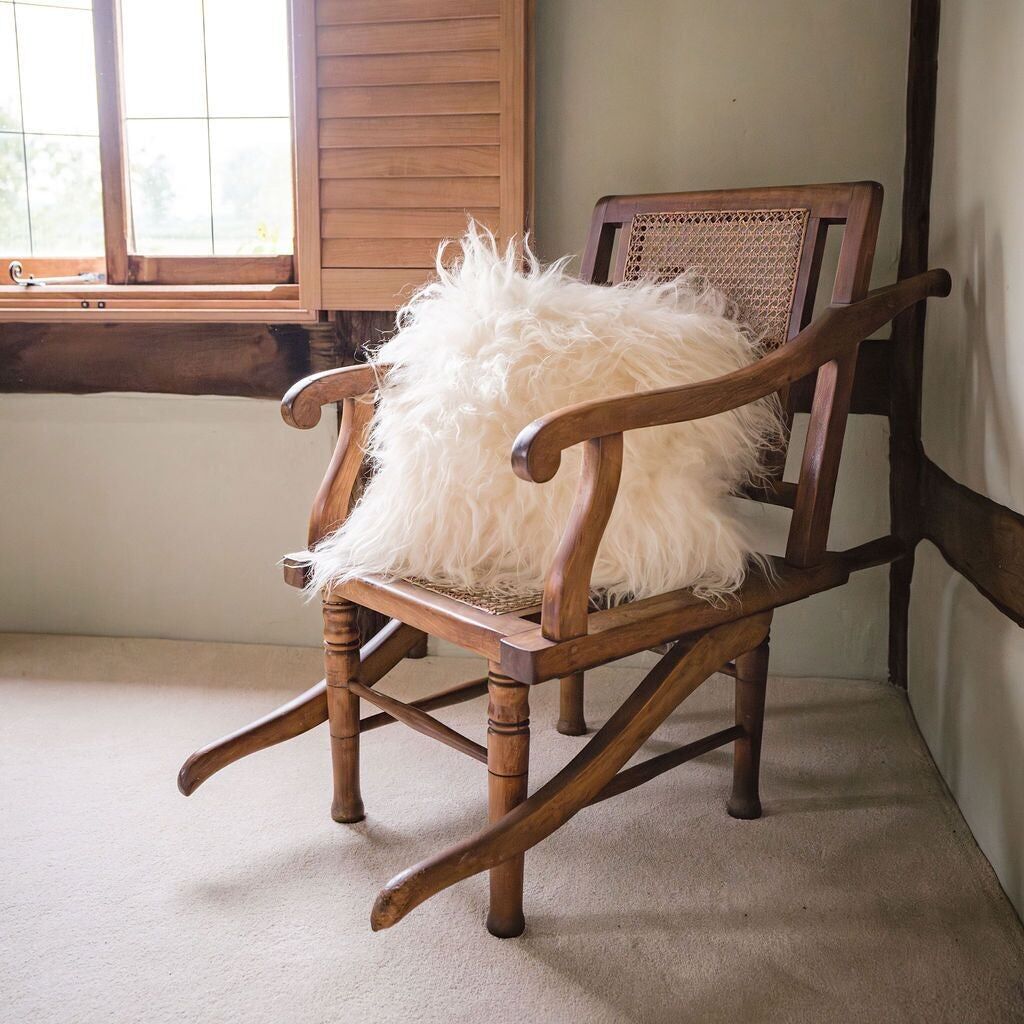 Cuscino in pelle di pecora bianca islandese - un lato