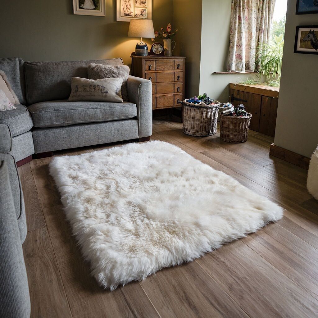 Natural Rectangular Lined Sheepskin Rug 80x150cm